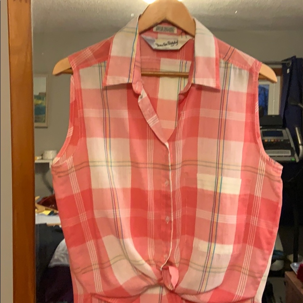 Vintage DVF Picnic Plaid Button Front Tank large - Picture 11 of 11